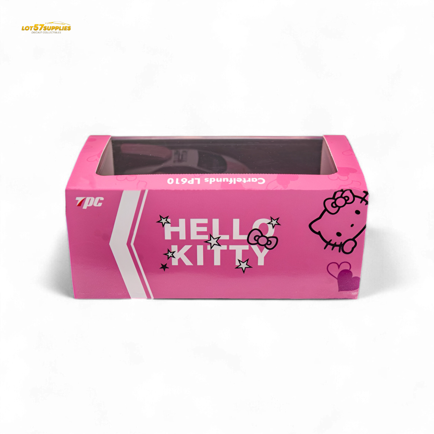 Lamborghini TPC LP610 Modified Hello Kitty 1:64 diecast model in pink with Hello Kitty design, detailed miniature car.