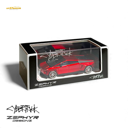 404ERROR Tesla Cybertruck Custom Widebody Lowered - Metallic Red 1:64 - Evergreen Kings