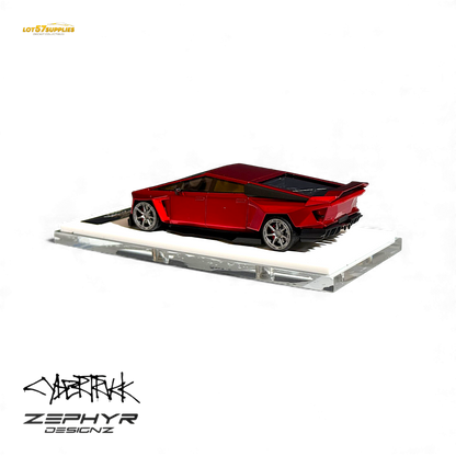 404ERROR Tesla Cybertruck Custom Widebody Lowered - Metallic Red 1:64 - Evergreen Kings
