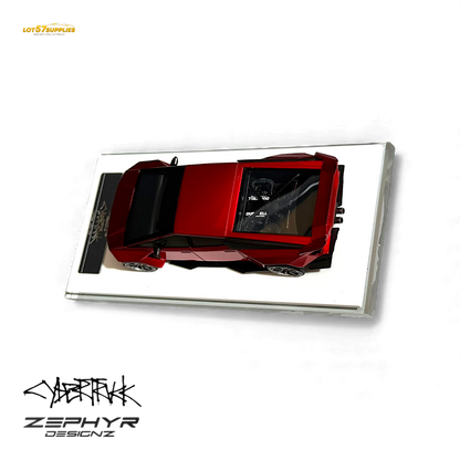 404ERROR Tesla Cybertruck Custom Widebody Lowered - Metallic Red 1:64 - Evergreen Kings