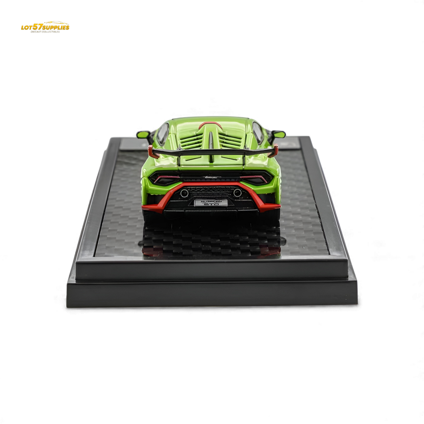 Green Lamborghini Huracan STO diecast model in 1:64 scale, detailed miniature car by Lot57Supplies Diecast Shop.