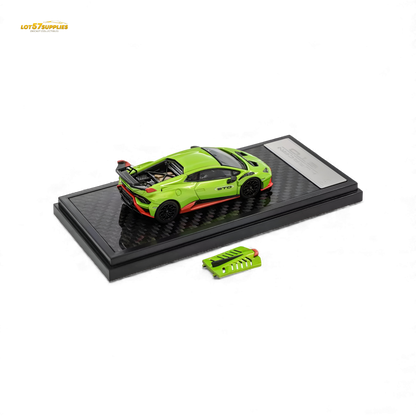 Green 1:64 scale Lamborghini Huracan STO diecast model by Lot57Supplies Diecast Shop, detailed miniature of the sports car.