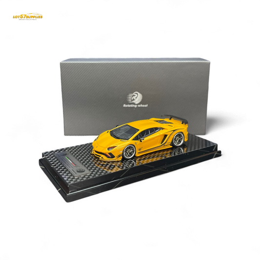 Rotating Wheel Lamborghini Aventador S Pearl Yellow 1:64 - Evergreen Kings