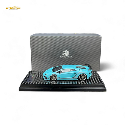 Rotating Wheel Lamborghini Aventador S Pearl Blue 1:64 - Evergreen Kings