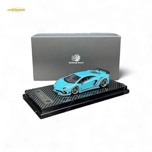 Rotating Wheel Lamborghini Aventador S Pearl Blue 1:64 - Evergreen Kings