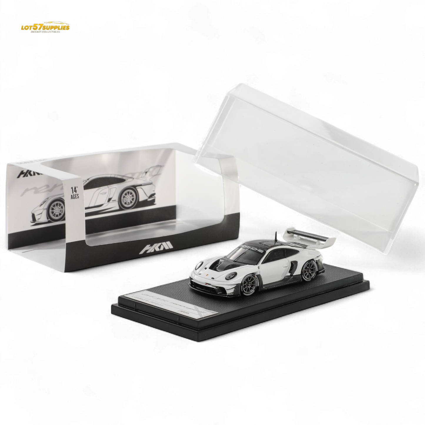 HKM Porsche 911 GT3 R Rennsport White Carbon Hood 1:64 - Evergreen Kings