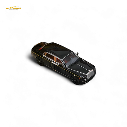 Black 1:64 scale Rolls-Royce Phantom VII diecast model from Street Weapon collection, detailed miniature car.