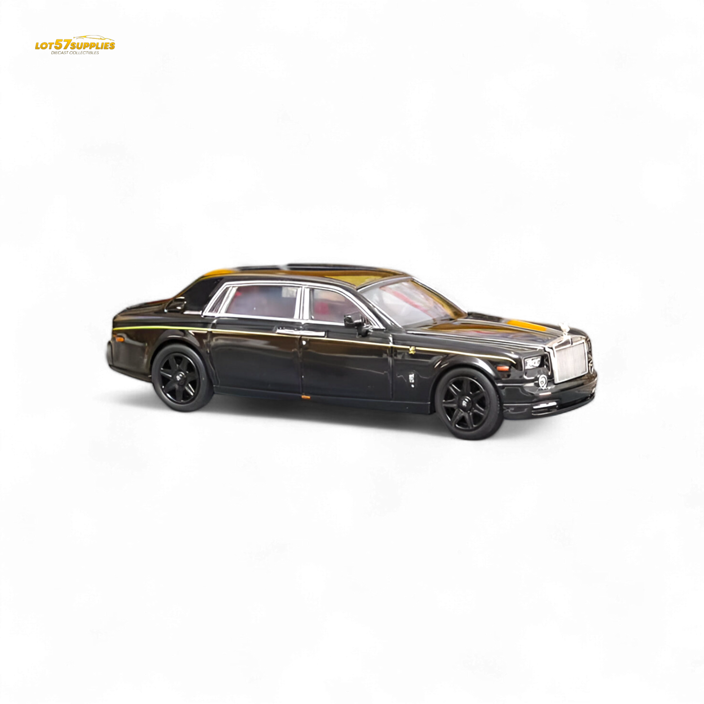 Black Rolls-Royce Phantom VII diecast model in 1:64 scale from Street Weapon, detailed and accurate for collectors.