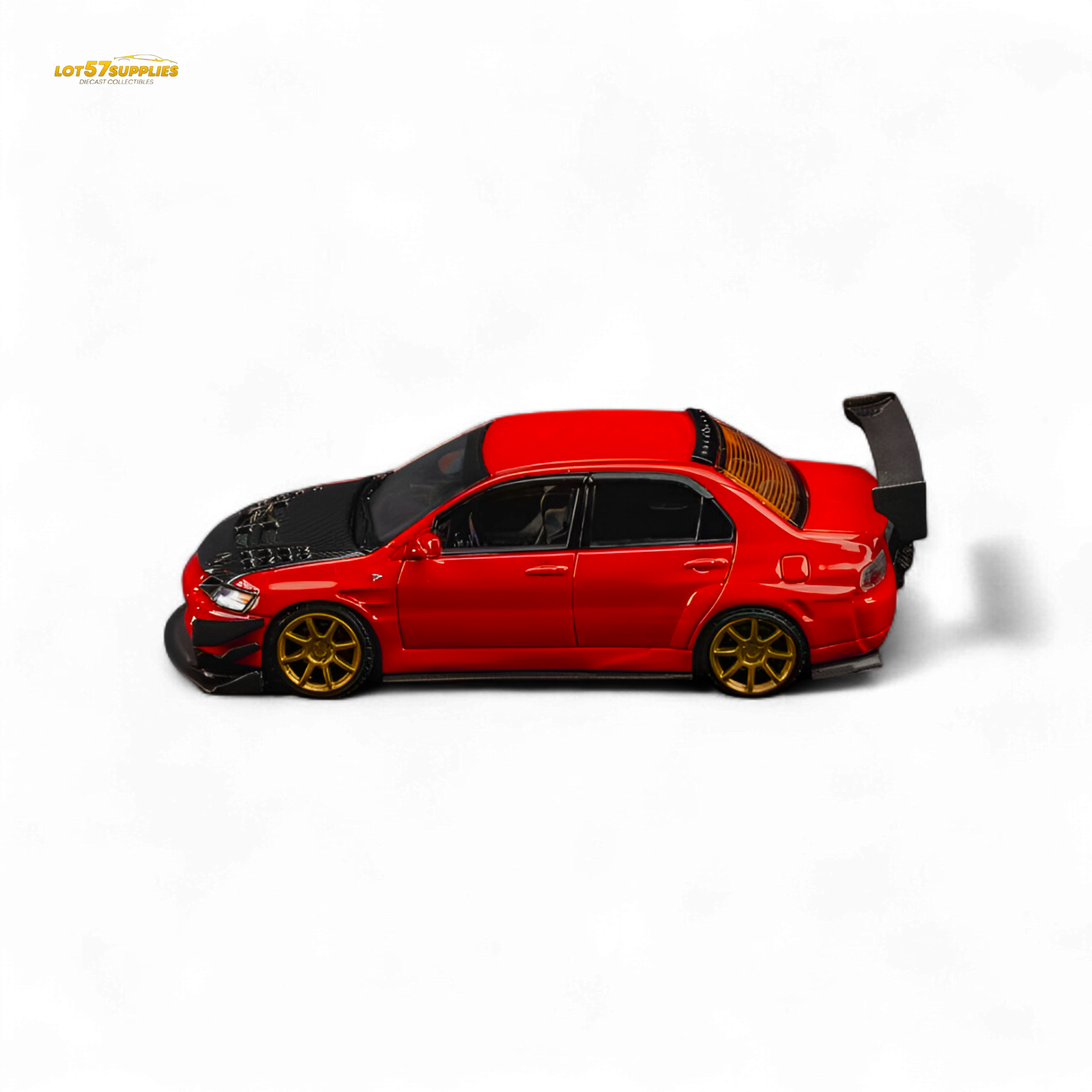 Findclassically Mitsubishi Lancer 9th Gen Red Carbon Hood 1:64 - Evergreen Kings