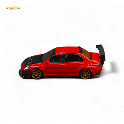 Findclassically Mitsubishi Lancer 9th Gen Red Carbon Hood 1:64 - Evergreen Kings