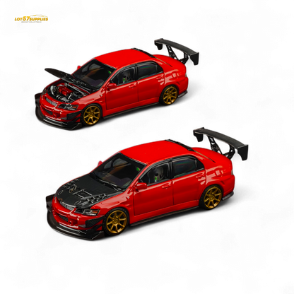 Findclassically Mitsubishi Lancer 9th Gen Red Carbon Hood 1:64 - Evergreen Kings