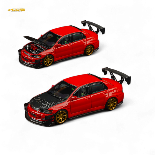 Findclassically Mitsubishi Lancer 9th Gen Red Carbon Hood 1:64 - Evergreen Kings