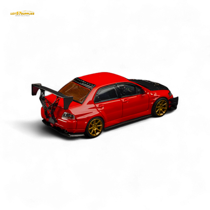 Findclassically Mitsubishi Lancer 9th Gen Red Carbon Hood 1:64 - Evergreen Kings