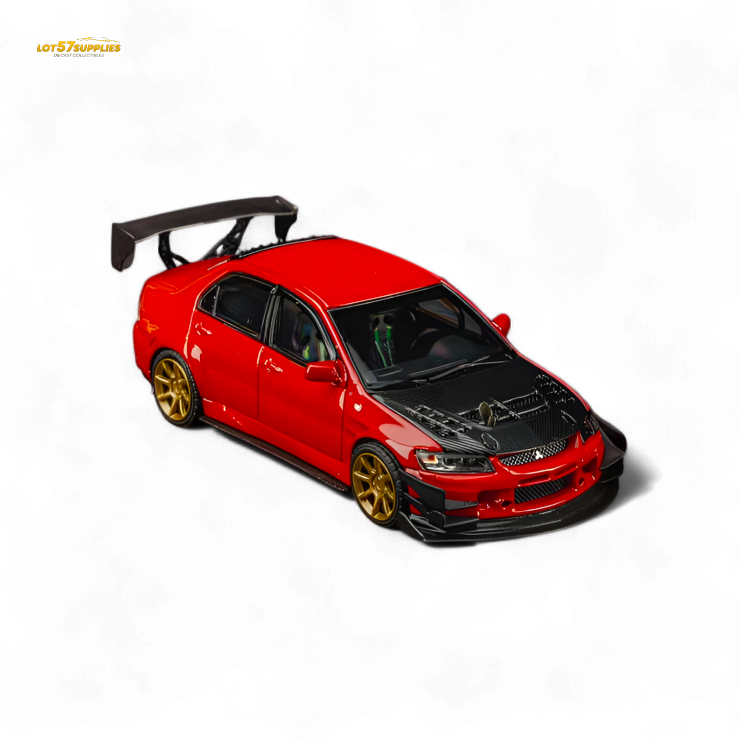Findclassically Mitsubishi Lancer 9th Gen Red Carbon Hood 1:64 - Evergreen Kings