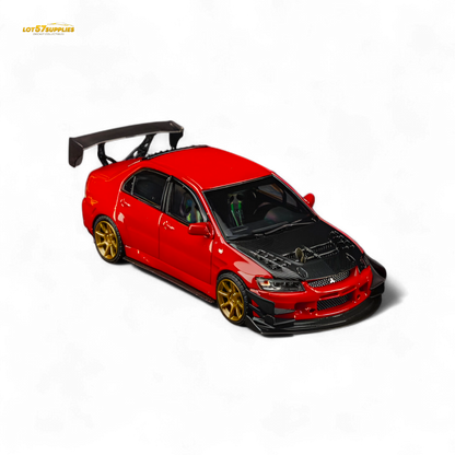 Findclassically Mitsubishi Lancer 9th Gen Red Carbon Hood 1:64 - Evergreen Kings