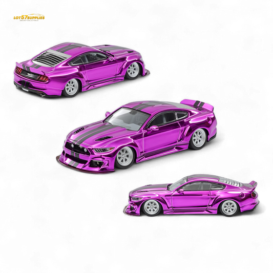 (Pre-Order) Liberty 64 Mustang Widebody Kit Chrome Purple 1:64 - Evergreen Kings