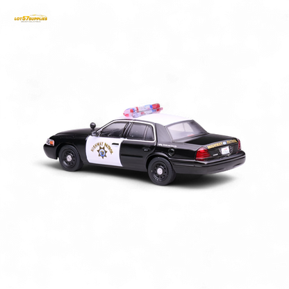 1:64 scale Ford Crown Victoria California Highway Patrol diecast model by Lot57Supplies Diecast Shop, detailed police car replica.