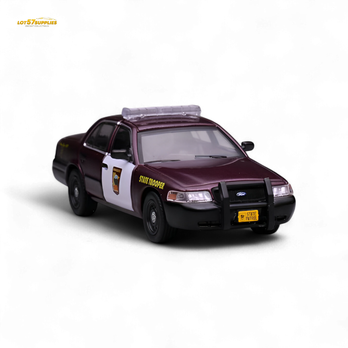 Diecast 1:64 Ford Crown Victoria Minnesota State Patrol model by Lot57Supplies Diecast Shop, detailed miniature vehicle for collectors.