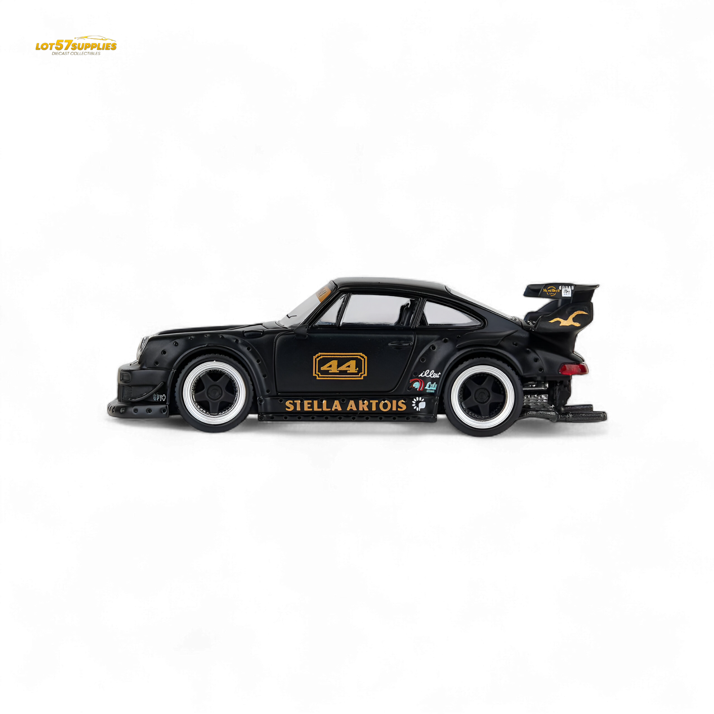 Model Model Porsche RWB 993 Stella Artois #44 Matte Black 1:64 - Evergreen Kings