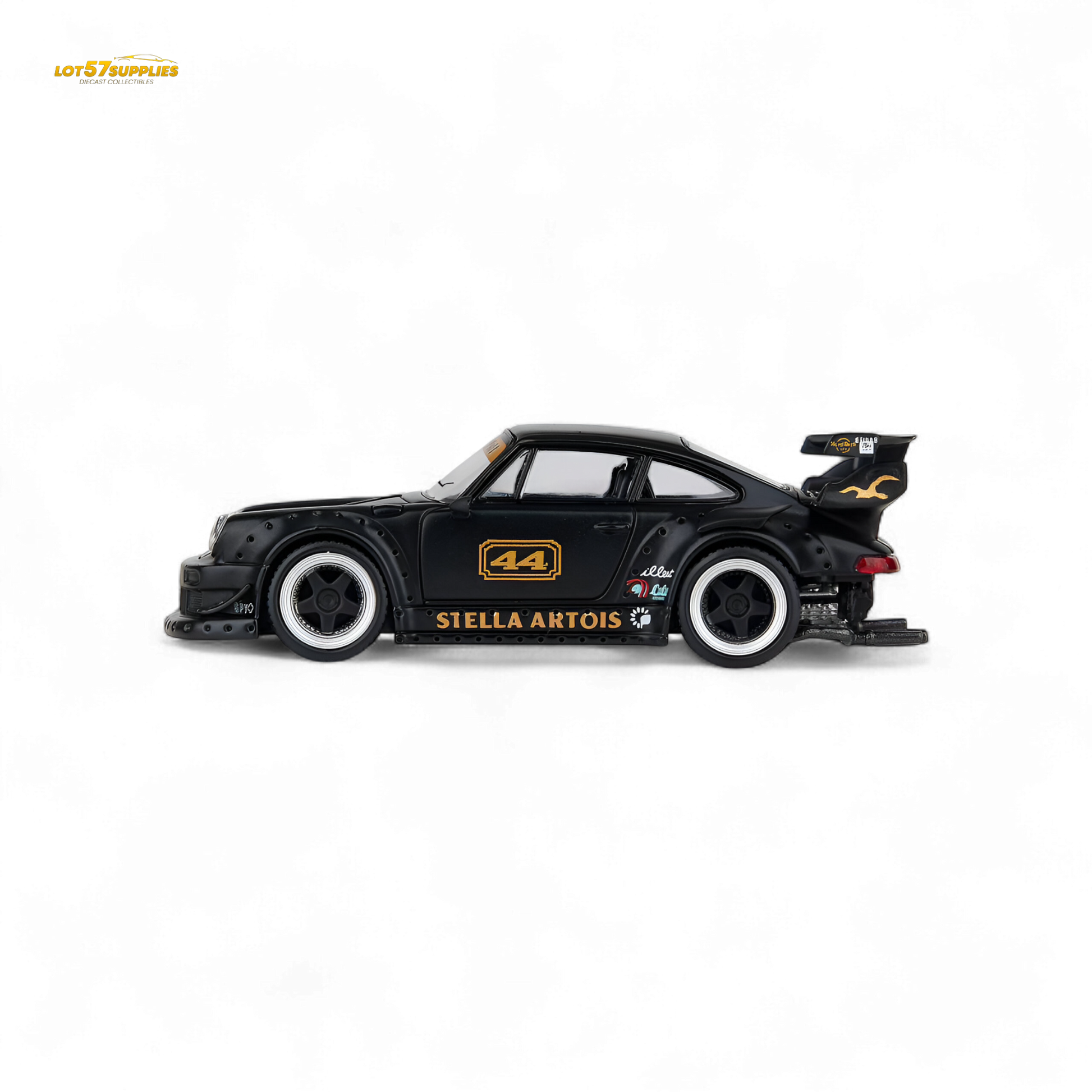 Model Model Porsche RWB 993 Stella Artois #44 Matte Black 1:64 - Evergreen Kings
