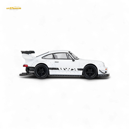 White Porsche Model Model RWB 993 diecast car in 1:64 scale, detailed miniature replica from Lot57Supplies Diecast Shop.