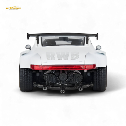 White Porsche Model Model RWB 993 diecast car in 1:64 scale, detailed replica from Lot57Supplies Diecast Shop.