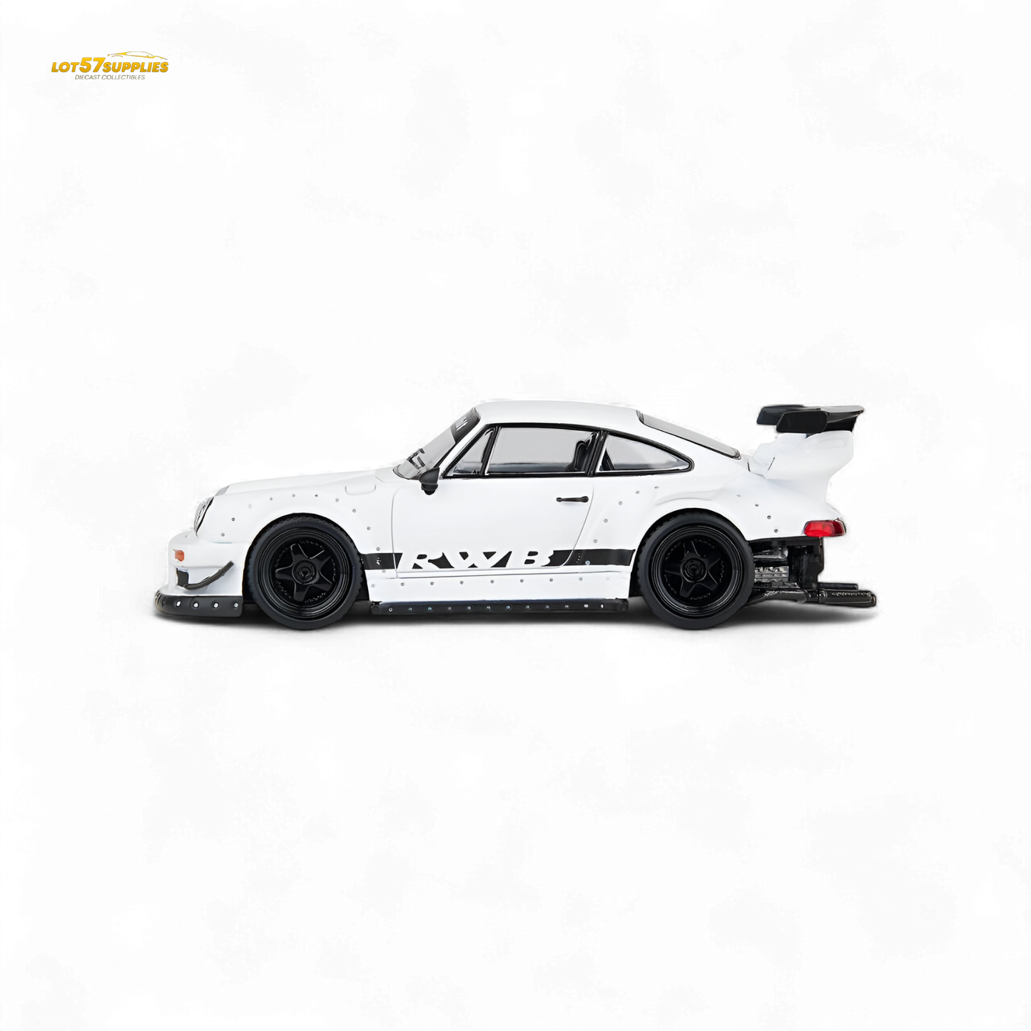 White 1:64 Porsche Model Model RWB 993 diecast car, detailed miniature replica from Lot57Supplies Diecast Shop