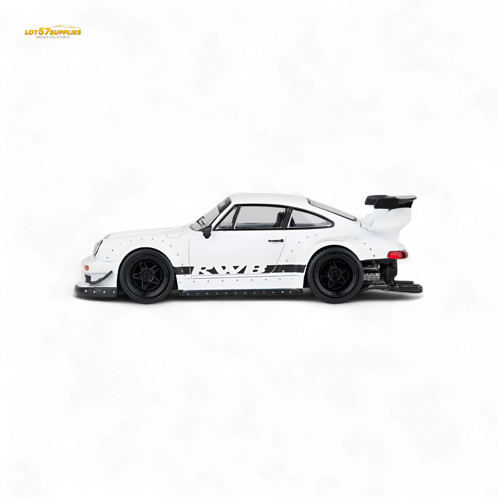 White 1:64 Porsche Model Model RWB 993 diecast car, detailed miniature replica from Lot57Supplies Diecast Shop
