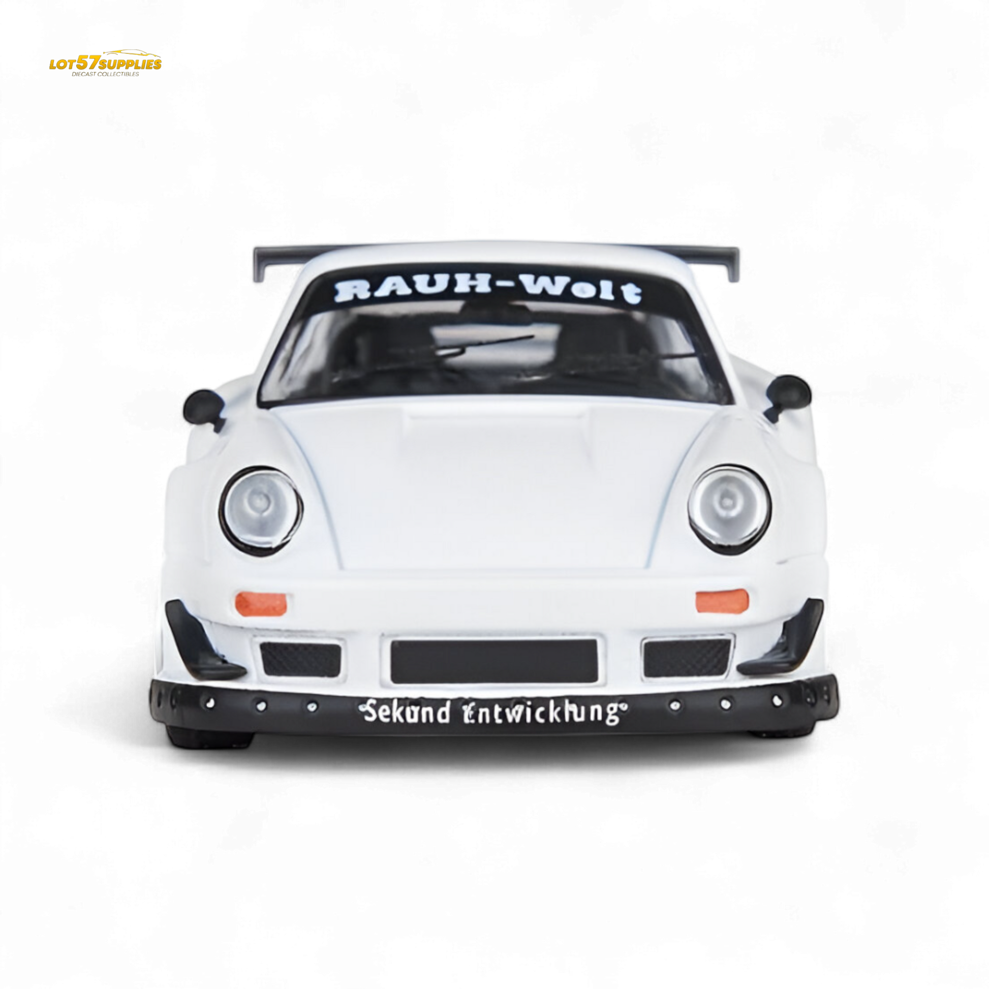 White Porsche Model Model RWB 993 diecast car in 1:64 scale, detailed miniature from Lot57Supplies Diecast Shop.
