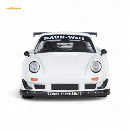 White Porsche Model Model RWB 993 diecast car in 1:64 scale, detailed miniature from Lot57Supplies Diecast Shop.