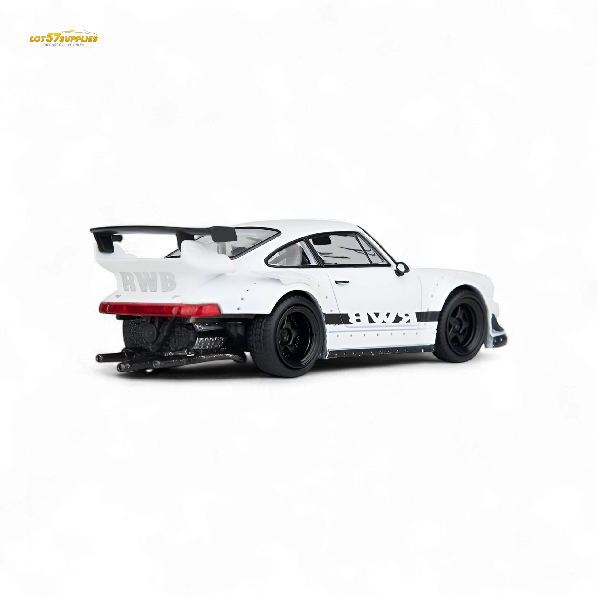 White Model Model RWB 993 Porsche diecast car in 1:64 scale, detailed miniature vehicle for collectors.