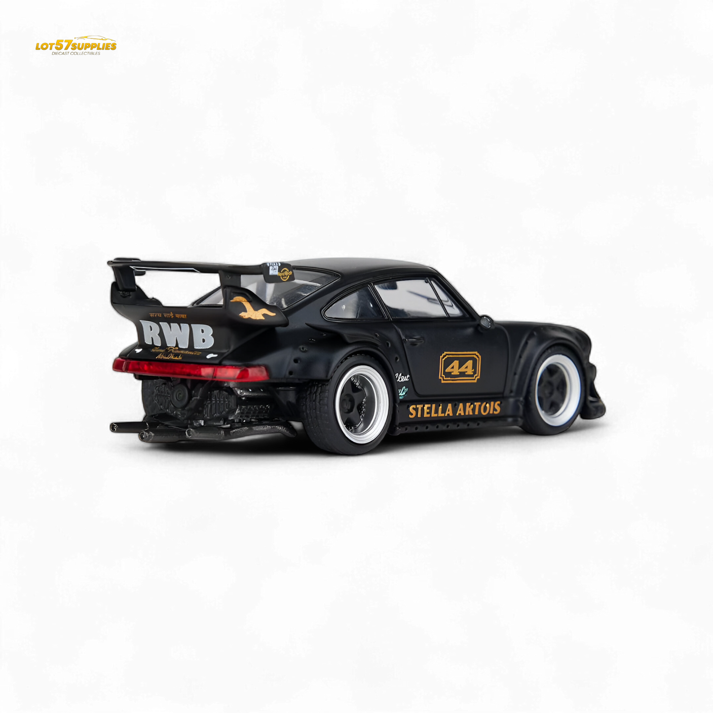 Model Model Porsche RWB 993 Stella Artois #44 Matte Black 1:64 - Evergreen Kings
