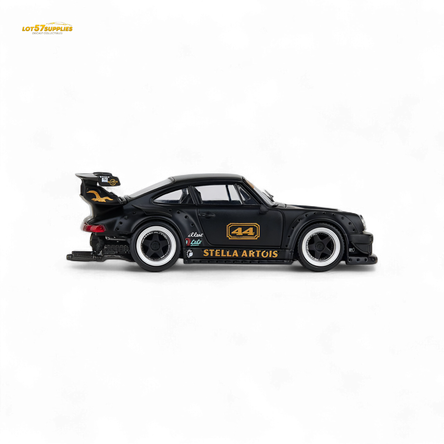 Model Model Porsche RWB 993 Stella Artois #44 Matte Black 1:64 - Evergreen Kings