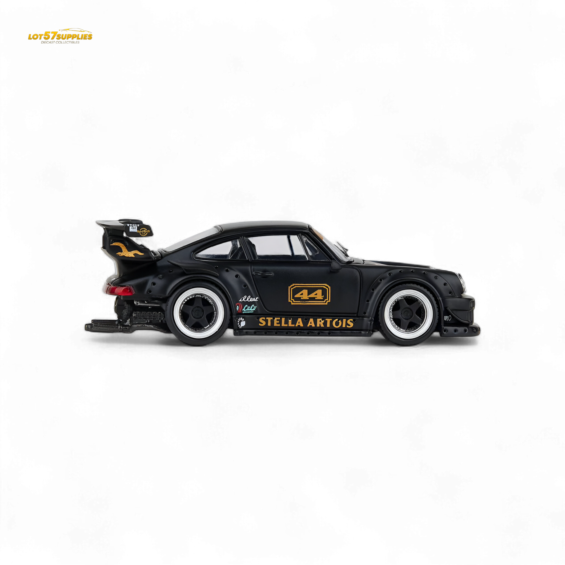 Model Model Porsche RWB 993 Stella Artois #44 Matte Black 1:64 - Evergreen Kings