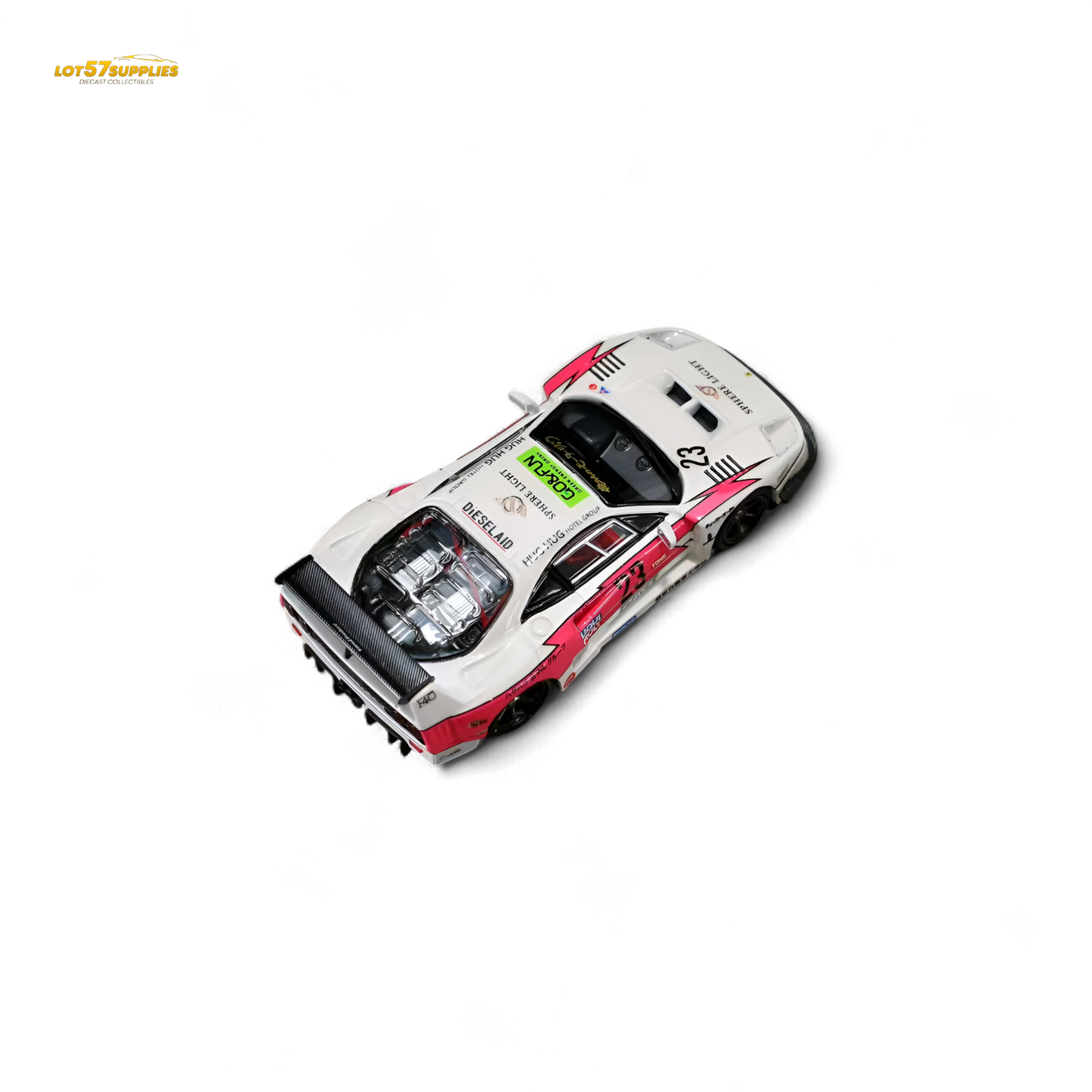 Pink Ferrari Ghost Player LBWK F40 diecast model in 1:64 scale, featuring bright flash details from Lot57Supplies Diecast Shop.