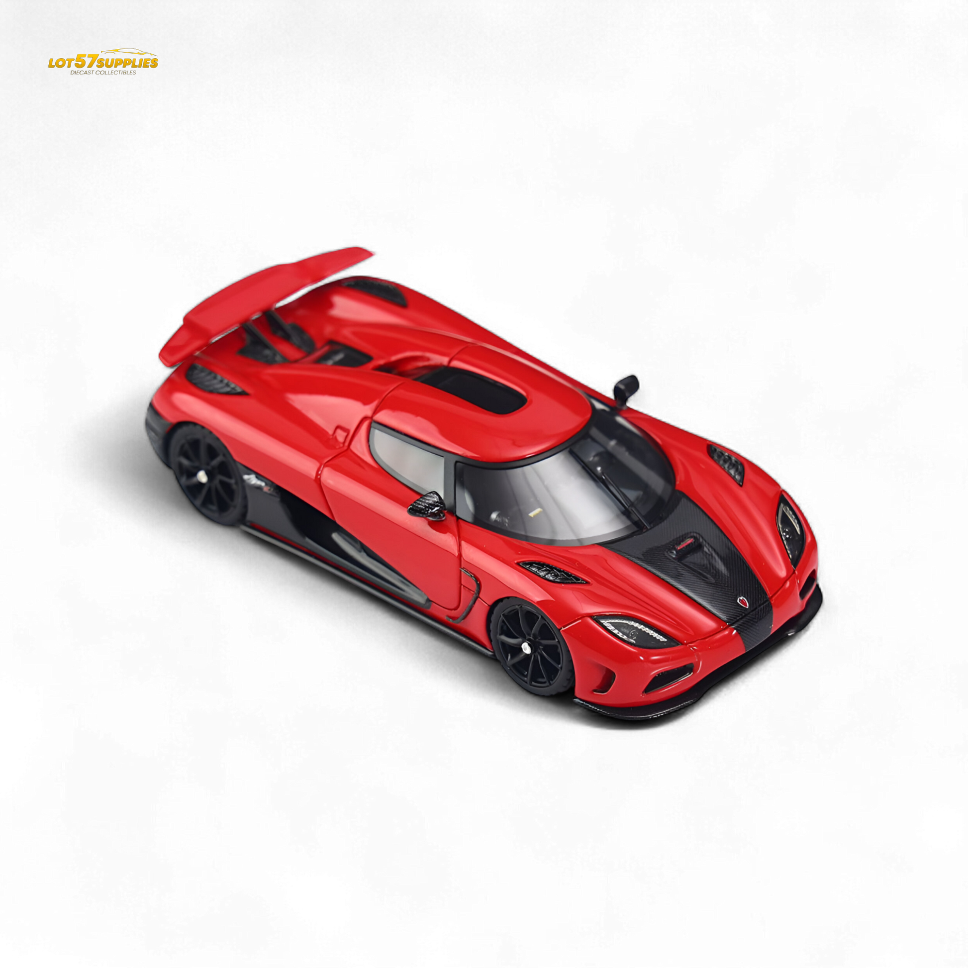 Red 1:64 scale Lot57Supplies Diecast Shop Agera R toy car, detailed miniature model with realistic features