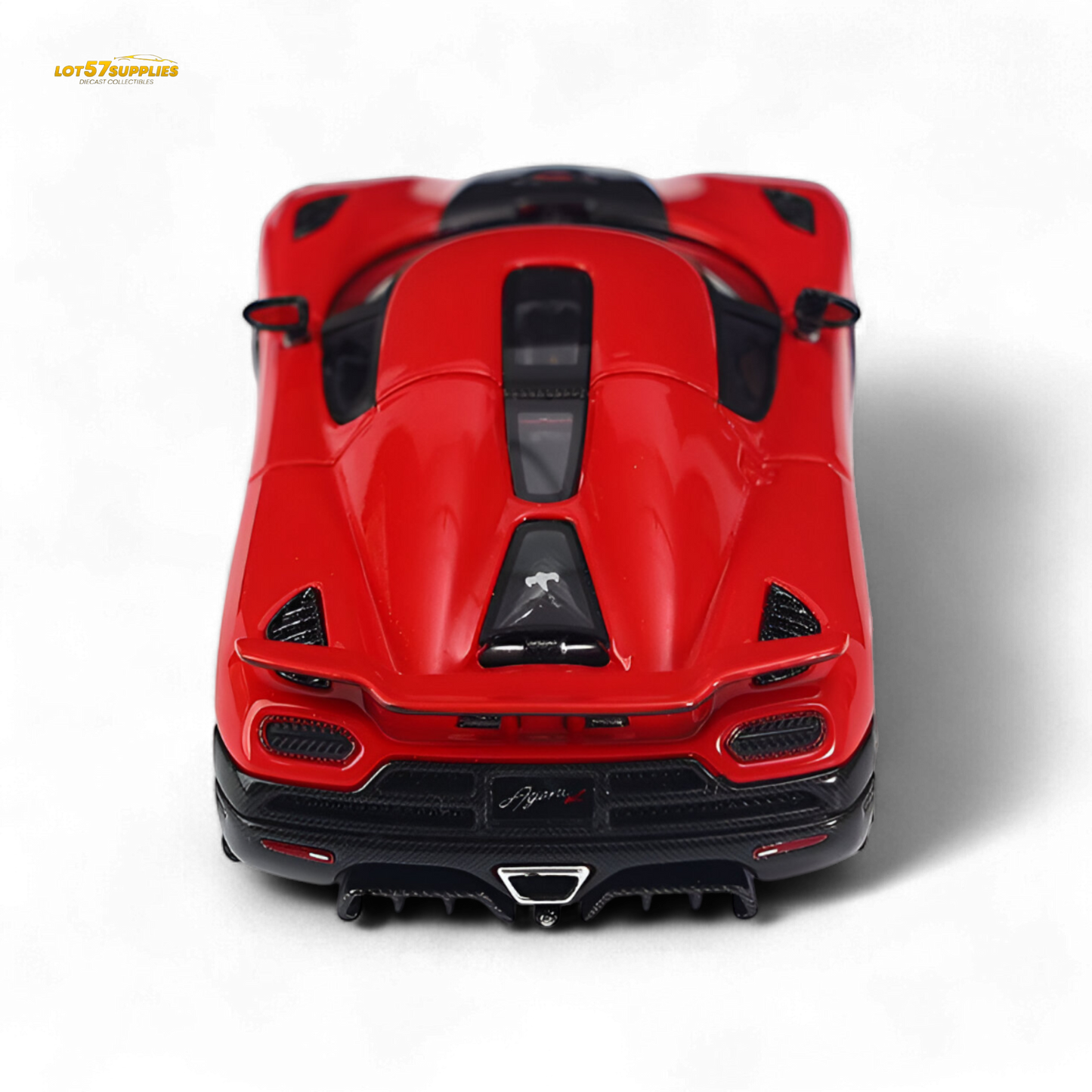 Red Agera R diecast car in 1:64 scale by Lot57Supplies Diecast Shop, detailed miniature model with sleek design.