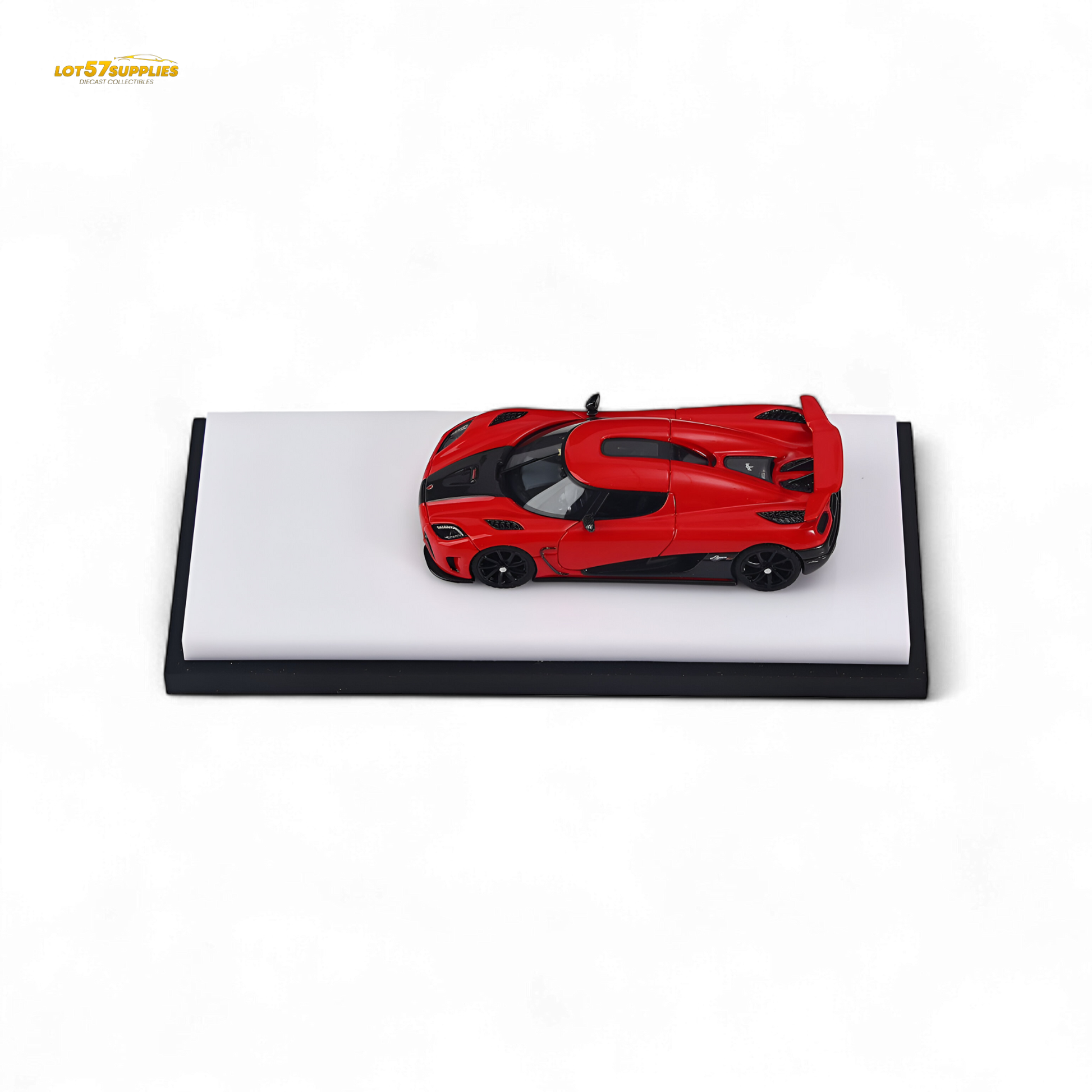 Red 1:64 scale Lot57Supplies Diecast Shop Agera R model car with detailed exterior and sleek design.