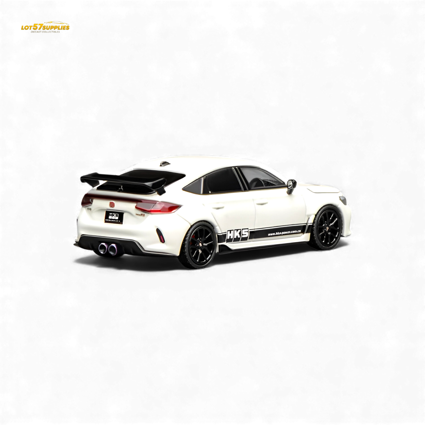White 1:64 scale Honda Civic Type R FL5 diecast model by Motorhelix, featuring detailed exterior design and accurate branding.