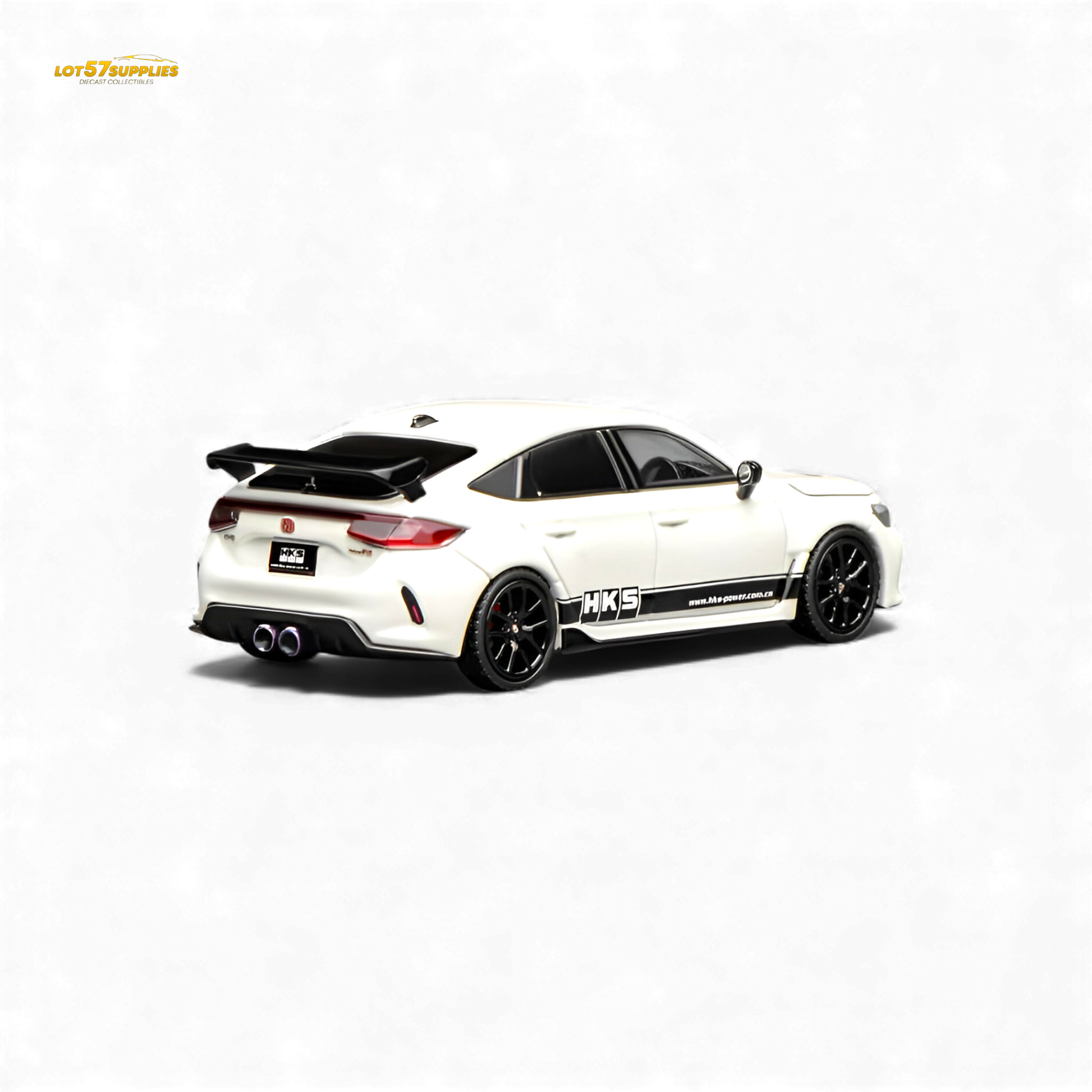 White 1:64 scale Honda Civic Type R FL5 diecast model by Motorhelix, featuring detailed exterior design and accurate branding.