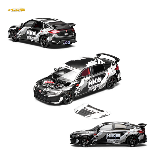 (Pre-Order) Motorhelix Civic Type R FL5 Black HKS 1:64 - Evergreen Kings