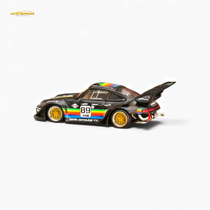 Diecast Porsche 993 model in matte black with RWB and Apple livery, 1:64 scale, from Lot57Supplies Diecast Shop.