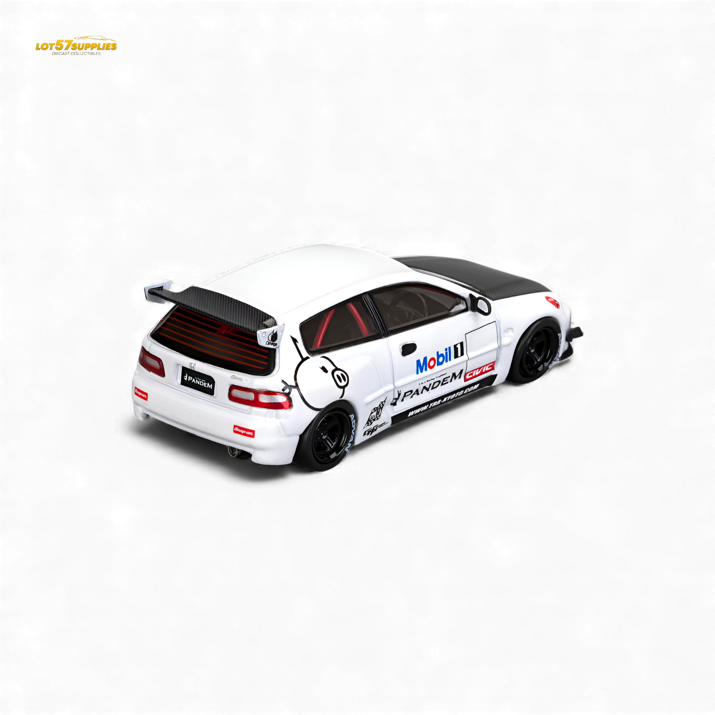 Pre-order diecast Honda Civic EG6 model in Mobil 1 livery, 1:64 scale by Lot57Supplies Diecast Shop.