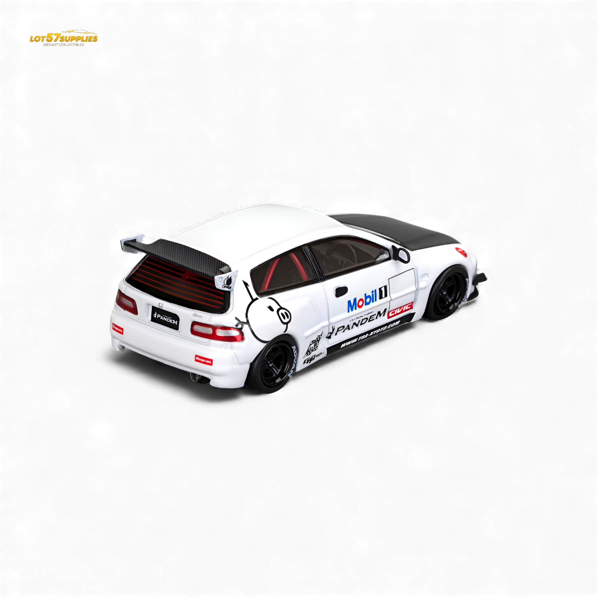 Pre-order diecast Honda Civic EG6 model in Mobil 1 livery, 1:64 scale by Lot57Supplies Diecast Shop.