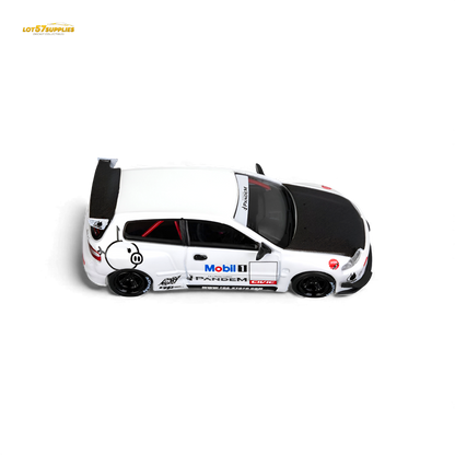 Diecast model of Honda Civic EG6 in Mobil 1 livery, 1:64 scale by Lot57Supplies Diecast Shop, detailed miniature car.