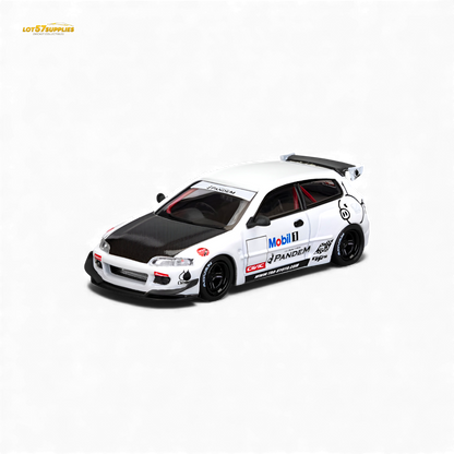 Pre-order Honda Civic EG6 diecast model by Lot57Supplies with Mobil 1 livery, 1:64 scale, detailed collectible car.