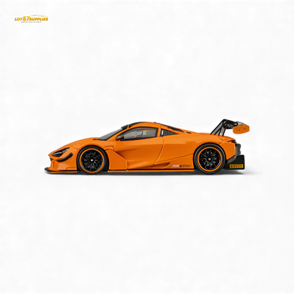 Pre-order McLaren 720S GT3X diecast model in Papaya Orange, 1:64 scale, showcasing detailed design and vibrant color.