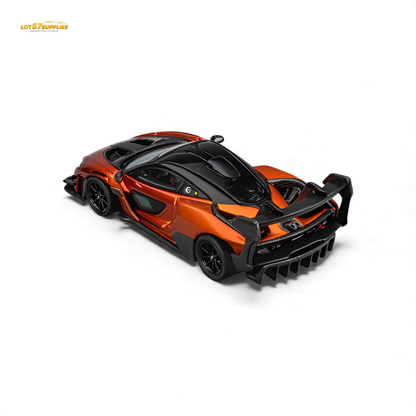 Pre-order McLaren Senna GTR diecast model in volcano orange, 1:64 scale by Lot57Supplies Diecast Shop, detailed collectible car.