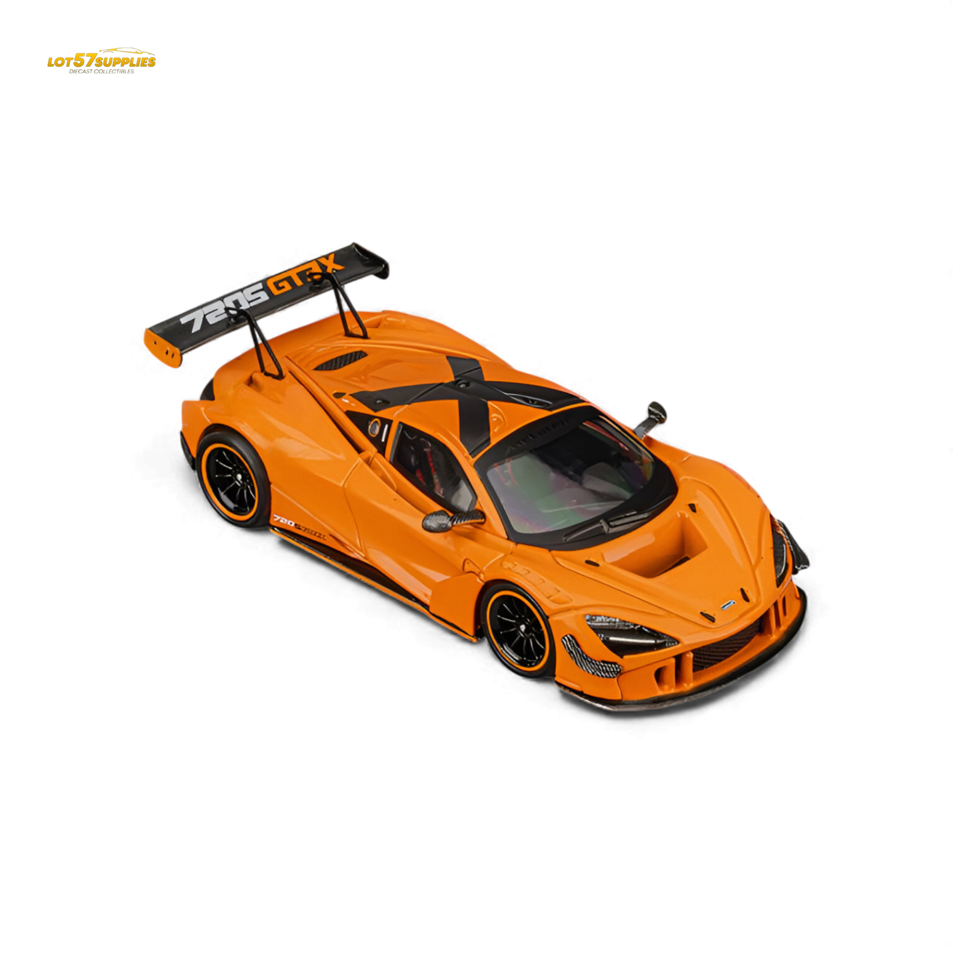 Pre-order McLaren 720S GT3X diecast model in Papaya Orange, 1:64 scale by Lot57Supplies Diecast Shop.