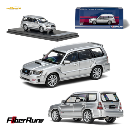 Silver Fiberrun Subaru Forester diecast model in 1:64 scale, detailed miniature from Lot57Supplies Diecast Shop.